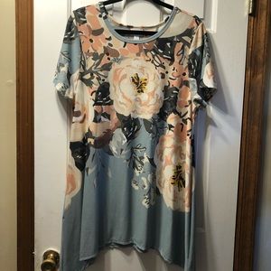 LuLaRoe Floral Tunic in Blue and Pink